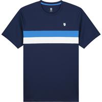 K-Swiss Mens Court Team Stripe Crew Tee - Navy