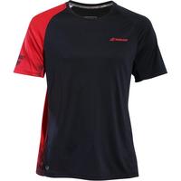 Babolat Boys Performance Crew Neck Tee - Black/Salsa Red