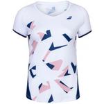 Babolat Girls Compete Cap Sleeve Top - White/Estate Blue
