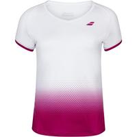 Babolat Girls Compete Cap Sleeve Top - White/Vivacious Red