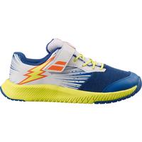 Babolat Kids Pulsion Velcro Tennis Shoes - Dark Blue/Sulphur Spring