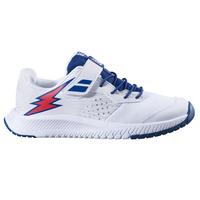 Babolat Kids Pulsion Velcro Tennis Shoes - White/Estate Blue