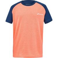 Babolat Boys Play Crewneck Tee - Orange/Estate Blue