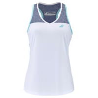 Babolat Girls Play Tank Top - White/Heather Blue