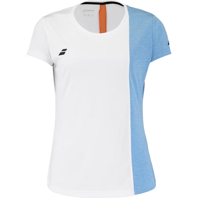 Babolat Girls Play Cap Sleeve Tee - White/Blue