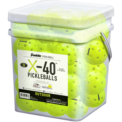 Franklin X-40 Outdoor Pickleball Balls (36 Pack Bucket) - Optic Yellow