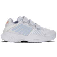 K-Swiss Kids Court Express Strap Omni Tennis Shoes - White/Silver