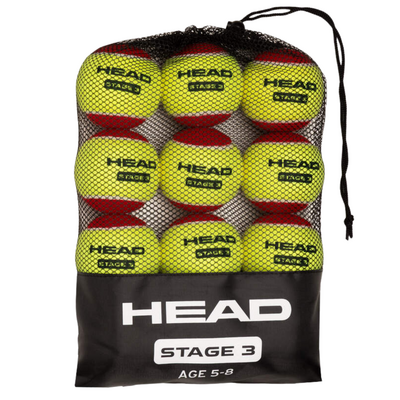 HEAD Stage 3 Junior Tennis Balls 12 Ball Pack (Mesh Bag)