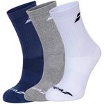 Babolat Junior Long Socks (3 Pairs) - White/Grey/Navy