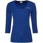 HEAD Womens Club Tech 3/4 Sleeve Shirt - Royal Blue