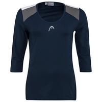 HEAD Womens Club Tech 3/4 Sleeve Top - Dark Blue