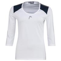 Head Womens Club Tech 3/4 Sleeve Top - White/Dark Blue