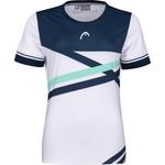 HEAD Womens Performance Tee - White/Dark Blue/Mint