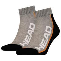 Head Short Performance Sneaker Socks (2 Pairs) - Grey/Black