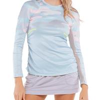 Lucky in Love Womens Going Long Sleeve Top - Pastel Pink/Pastel Blue