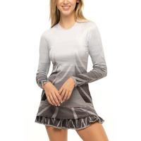 Lucky in Love Womens Pleat Is On Long Sleeve Top - Grey