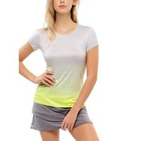 Lucky in Love Womens Turn Up The Pleat Short Sleeve Tee - Neon Yellow