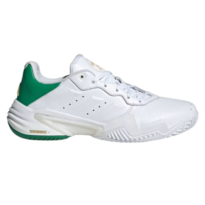 Adidas Mens Barricade 13 Leather Tennis Shoes - White/Green