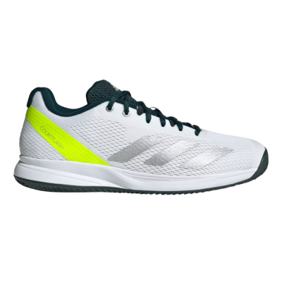 Adidas Mens Courtflash Speed 2 Tennis Shoes - Cloud White / Silver Metallic / Lucid Lemon