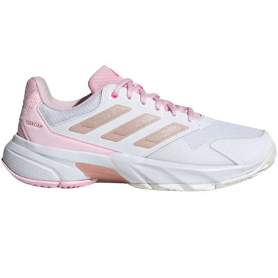 Adidas Womens CourtJam Control 3 Tennis Shoes - White/Silver/Pink