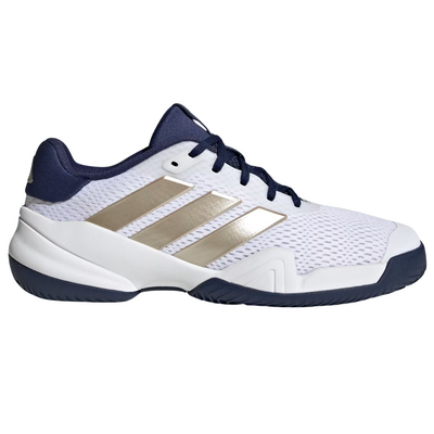 Adidas Kids Barricade Tennis Shoes - Cloud White / Cyber Metallic / Dark Blue
