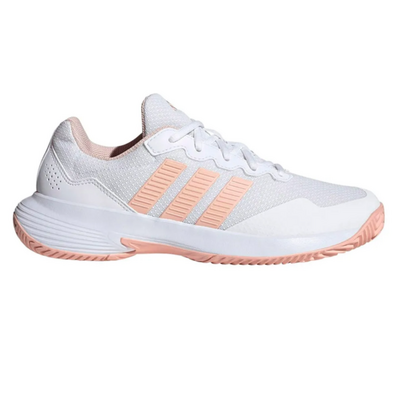 Adidas Women Game Court 2 Tennis Shoes- Cloud White/ Blush Pink/ Cloud White