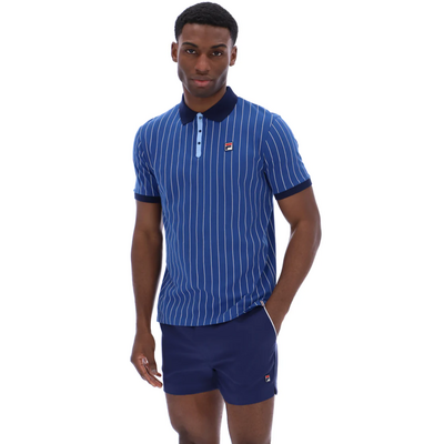 Fila Mens BB1 Classic Vintage Striped Polo - Limoges/ White/ Frozen Fjord/ Fila Navy