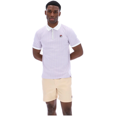 Fila Mens BB1 Classic Vintage Striped Polo - Misty Lilac/ White/ Dawn Blue