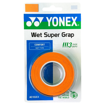 Yonex AC102EX Wet Super Grap Grips (Pack of 3) - Orange