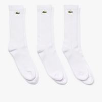 Lacoste Mens High Cut Cotton Socks (3 Pairs) - White