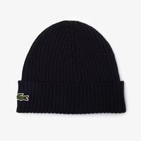 Lacoste Ribbed Wool Beanie - Black
