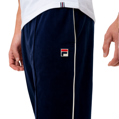 Fila Mens Velour Straight Leg Jogger with Zip- Fila Navy/Gardenia