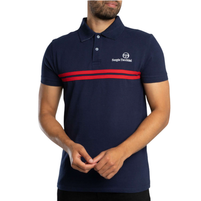 Sergio Tacchini Men Supermac Polo - Maritime Blue/Adrenaline Rush