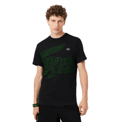 Lacoste Ultra Dry Crocodile Print Sport T-Shirt - Black