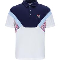 Fila Mens Solar Power Short Sleeve Colour Blocked Polo - White/Fila Navy