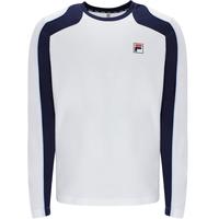 Fila Mens Long Sleeve Crew Sweatshirt - White/Fila Navy