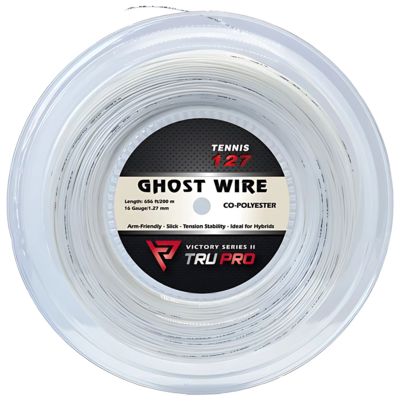 Tru Pro Ghost Wire 16 1.27 200m Tennis String Reel - White