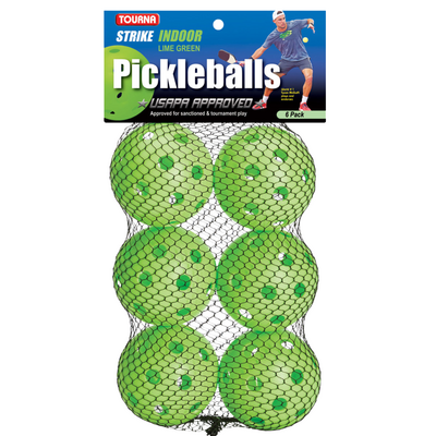 Tourna Strike Indoor Pickleball Balls (6 Pack) - Lime Green