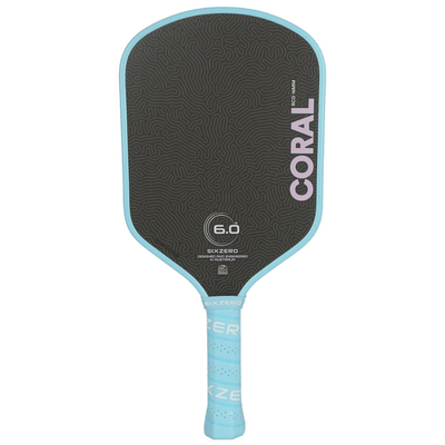 Six Zero Coral Hybrid Light Weight 16mm Pickleball Paddle - Misty Blue