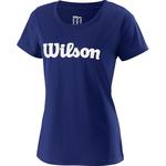 Wilson Womens Script Tech T-Shirt - Blue Depth/White