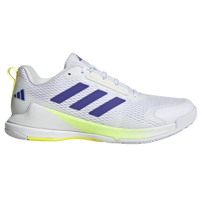 Adidas Mens Novaflight 2 Indoor Court Shoes - Cloud White/Pure Purple/Hi-Res Yellow