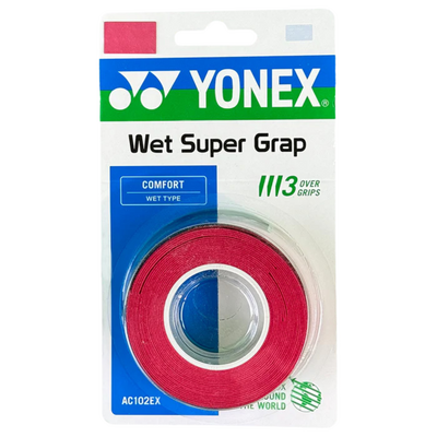 Yonex AC102EX Wet Super Grap Grips (Pack of 3) - Wine Red